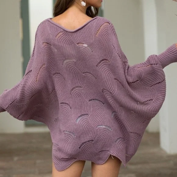 #33 Cozy Oversized Batwing Sleeve Sweater Top - Picture 11 of 13
